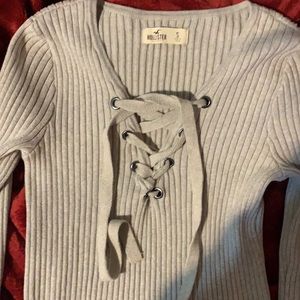 Hollister Knit Stretchy Long sleeve Tie front Top